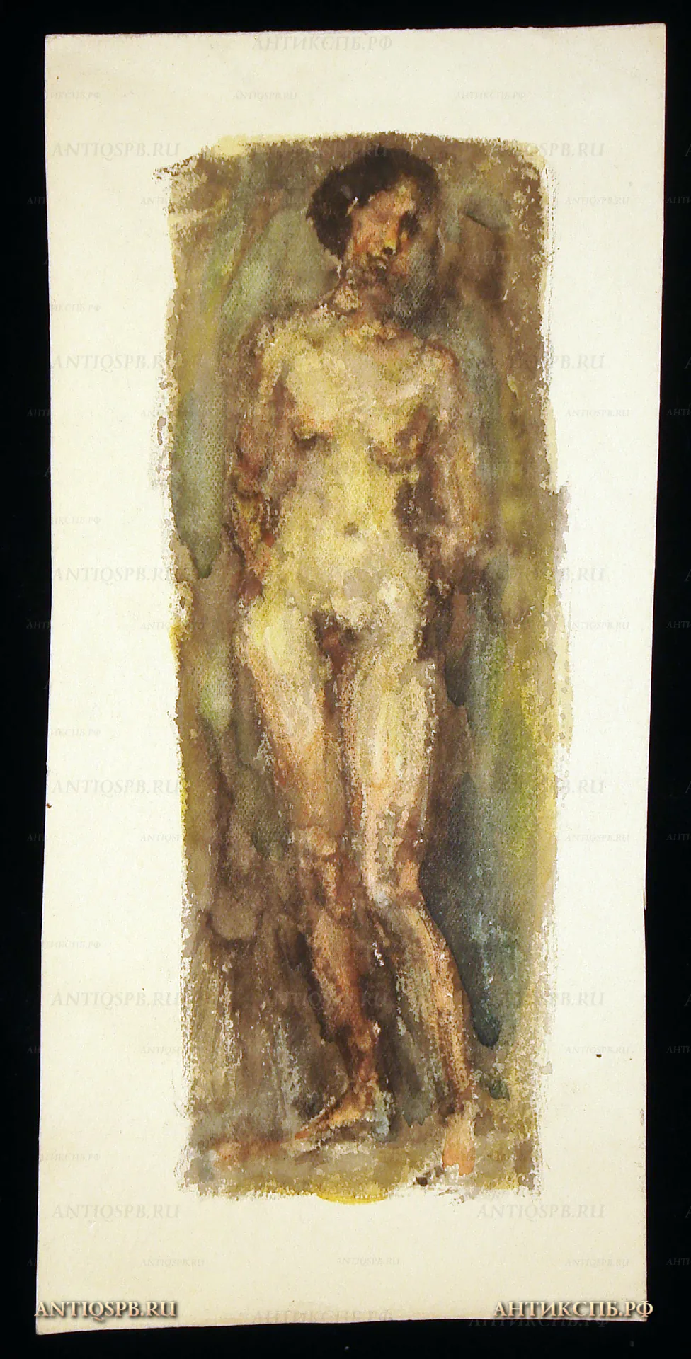 Рисунок акварелью "Натурщица". Автор: Поляков Александр Иванович (1921-1998). Вт. пол. ХХ века. СССР. №4П